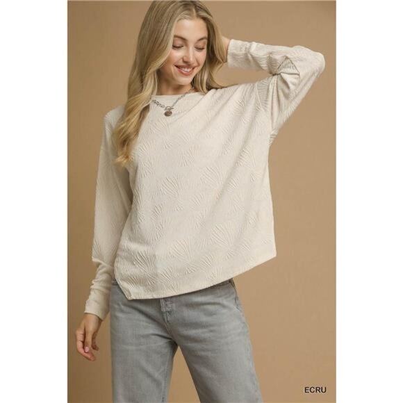 ✨NWT Umgee Textured Knit Long Sleeve Top - Picture 2 of 5